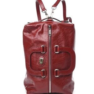 Red Calfskin Gucci Back Pack/Square Duffle